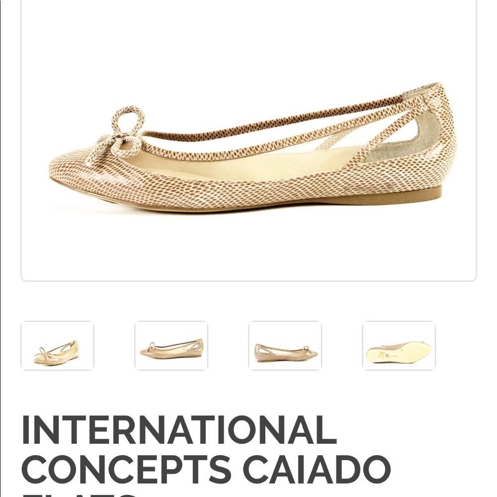 INC Cai Leather Flats, Adobe, Size 10
